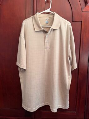 Pro Tour Men’s Performance Golf Polo Shirt - Beige Grid - Size XXL